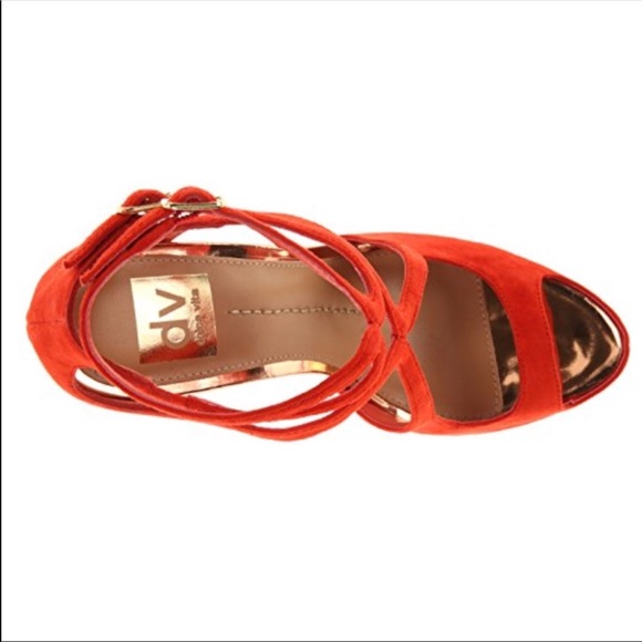Dolce Vita Red Suede Double Buckle Sandle - Picture 4 of 8